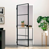 Interior Door Black 83x201.5 cm Tempered Glass&Aluminium 153659