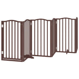 Dog Gate with Door Foldable 9 Panels Brown 450 cm Poplar Wood 3155606
