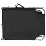 Folding Sun Lounger with Canopy Steel and Fabric Black 41197