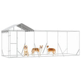 Outdoor Dog Kennel with Roof Silver 6x2x2.5 m Galvanised Steel 3190467