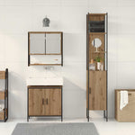 Bathroom Furniture Set with Door 3 pcs Brown 33 x 33 x 185.5 cm 3334361
