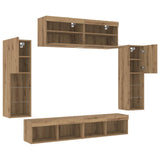 TV Cabinet Set Wall-mounted 6 pcs Artisan oak Engineered wood 3334381