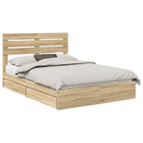 Storage Bed with Drawer Sonoma Oak 140 x 190 cm Engineered Wood 3411570