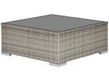 Square PE Wicker Rattan Table, with Glass Top - Light Grey T3398P323876