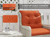 5 Pieces Rattan Bistro Set with Adjustable Back, Reclining Wicker Balcony Furniture with Cushions, T3398P320051