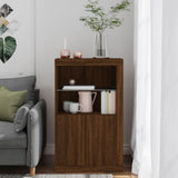 Side Cabinet with LED Lights Brown Oak Engineered Wood 836629