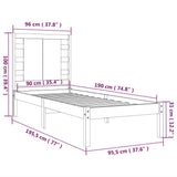 Bed Frame without Mattress 90x190 cm Single Solid Wood 3104183