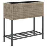 ZNTS Garden Planter with Shelf Grey Poly Rattan 366389