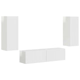 TV Cabinet Set 2 pcs High Gloss White Engineered Wood 3408974