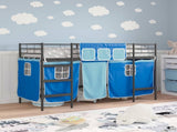 Kids'Loft Bed Frame with Curtains Black and Blue 90 x 190 cm 42020796