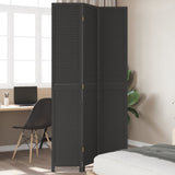 Room Divider 3 Panels Black Solid Wood Paulownia 358848