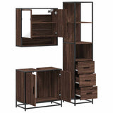 ZNTS 3 Piece Bathroom Furniture Set Brown Oak Engineered Wood 3301159