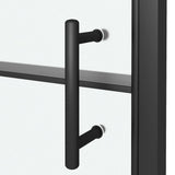Shower Door 81x195 cm Half Frosted Tempered Glass Black 151865