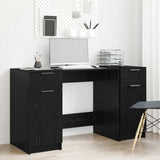 Desk with Drawer Black Oak 133 x 50 x 75 cm Engineered Wood 3332512
