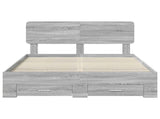 Bed Frame with Drawer Grey Sonoma 150 x 200 cm Engineered Wood 3412362