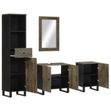 4 Piece Bathroom Furniture Set Black Solid Wood Mango 3310002