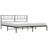 Metal Bed Frame without Mattress with Headboard Black 193x203cm 355273