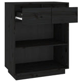 Console Cabinet Black Solid Pine Wood Medium Console Cabinet 813838
