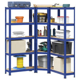 3 Piece 5-Layer Shelves Set Blue Steel&Engineered Wood 3307620