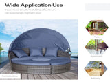 PE Rattan Lounge Set, 5 Pieces Patio Conversation Furniture Set, Garden Round Sofa Bed with Cushion T3398P323984