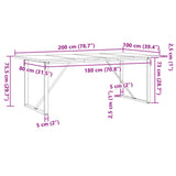 Dining Table O-Frame 200x100x75.5 cm Solid Wood Pine and Steel 3282745