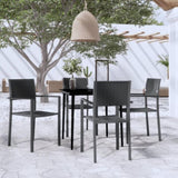 Garden Dining Set Black Powder-Coated Steel 5 Piece Light Weight 3099276