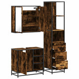 ZNTS 3 Piece Bathroom Furniture Set Smoked Oak Engineered Wood 3301147