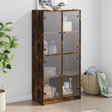 Highboard with Doors Smoked Oak 68x37x142 cm Engineered Wood 3295861