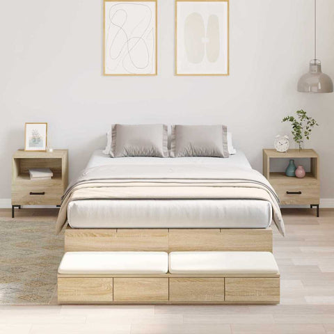 Storage Bed Frame with Drawer Sonoma Oak 236.5 x 120 x 31.5 cm 3335631