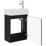 Bathroom Vanity Unit with Tap Black 45.5 x 22.5 x 84 cm 889452
