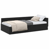 Corner Bed Frame with Headboard Black 90 cm x 200 cm Velvet 42016086