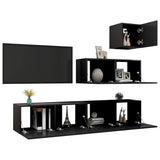 4 Piece TV Cabinet Set Black Engineered Wood 3078841