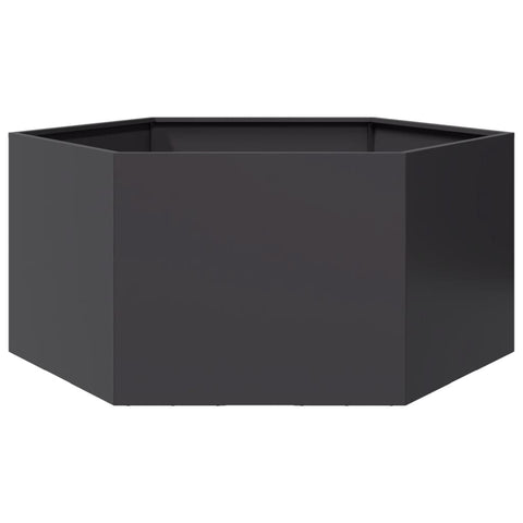 ZNTS Garden Planter Black Hexagon 104x90x45 cm Steel 851129