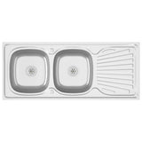 Kitchen Sink with Double Sinks Silver 1200x500x155 mm Stainless Steel 147238
