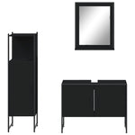 ZNTS 3 Piece Bathroom Cabinet Set Black Engineered Wood 3214349