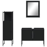 3 Piece Bathroom Cabinet Set Black Engineered Wood 3214349