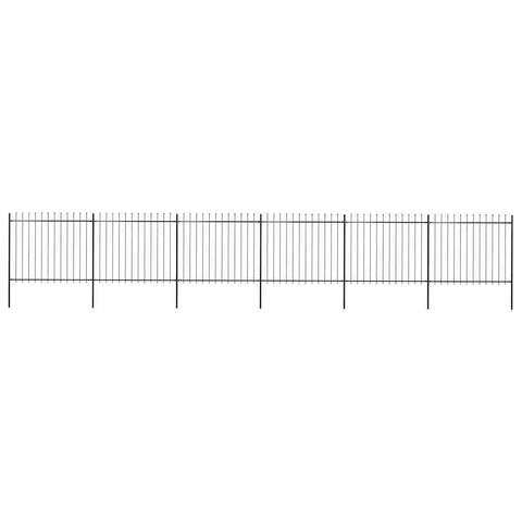 Garden Fence with Spear Top Steel 1070x150 cm Black 277634