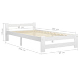 Bed Frame without Mattress White Solid Pine Wood 90x200 cm 321998