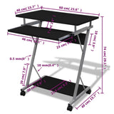 Computer Desk Black Particle Board, Powder-Coated Steel Compact 20051