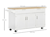 Kitchen Island Utility Cart, with 2 Storage Drawers & Cabinets for Dining Room, White T3398P344624
