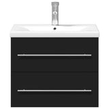 Bathroom Sink Cabinet with Built-in Basin Black 3278765