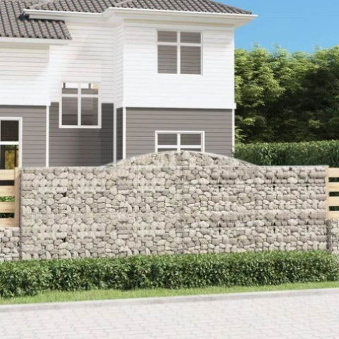 Arched Gabion Baskets 10 pcs 400x50x140/160 cm Galvanised Iron 3147030