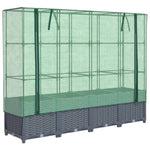 ZNTS Raised Bed with Greenhouse Cover Rattan Look 160x40x138 cm 4015830