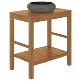 Bathroom Vanity Cabinet Solid Teak with Sink Marble Black 3058163