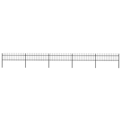 Garden Fence with Spear Top Steel 892.5x60 cm Black 277597