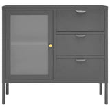 Sideboard Anthracite 75x35x70 cm Steel and Tempered Glass 336075
