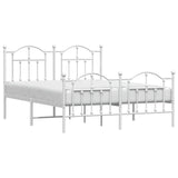 Metal Bed Frame without Mattress with Footboard White 140x190cm 353506
