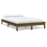 Bed Frame Honey Brown Solid Pine Wood Double Durable Bed Frame 820589