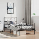 Metal Bed Frame without Mattress with Footboard Black 100x190cm 372191