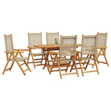 Garden Dining Set Folding 7 pcs Beige Solid Acacia Wood 3375735